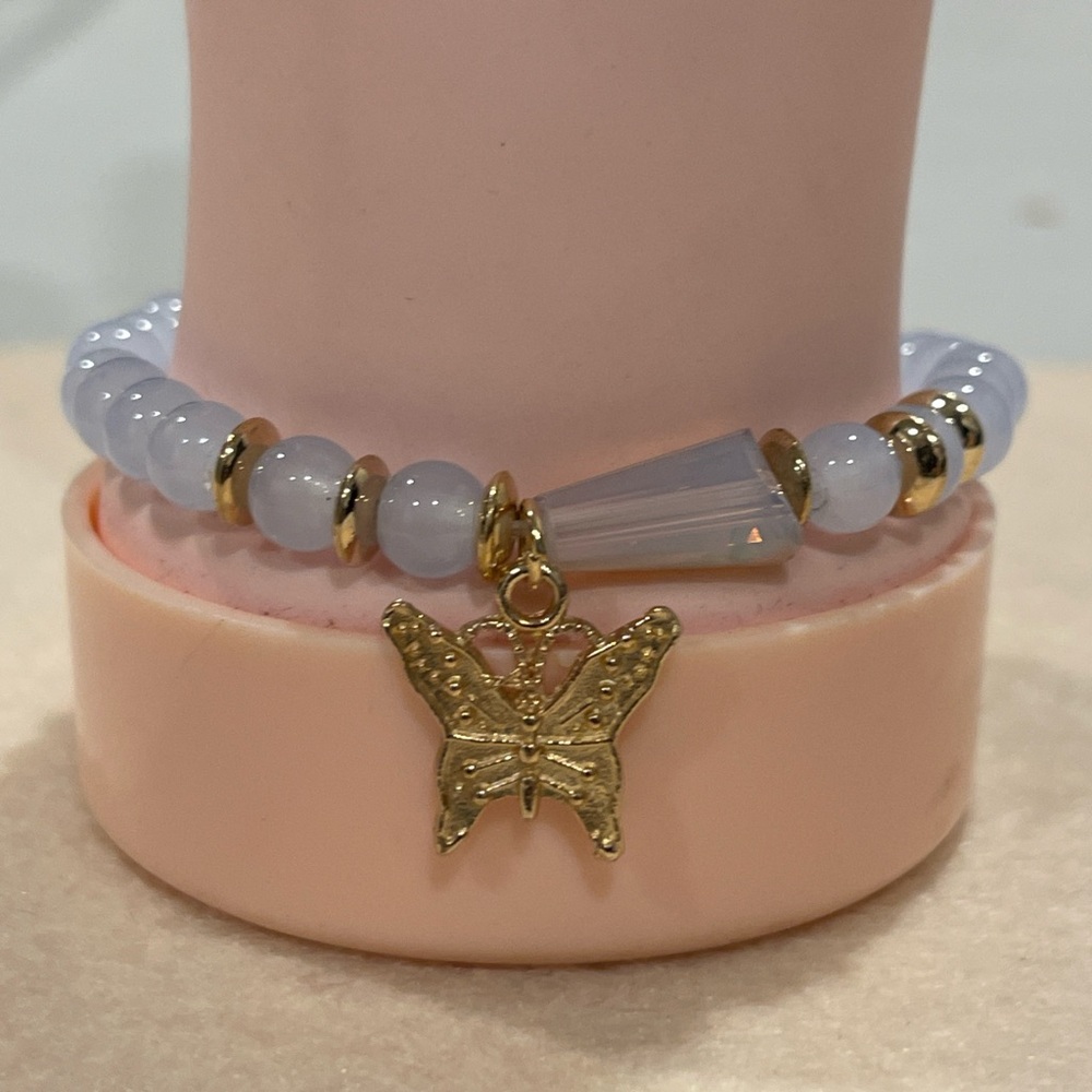 Gold and Blue Butterfly Charm Bracelet Set - Picture 3 of 5